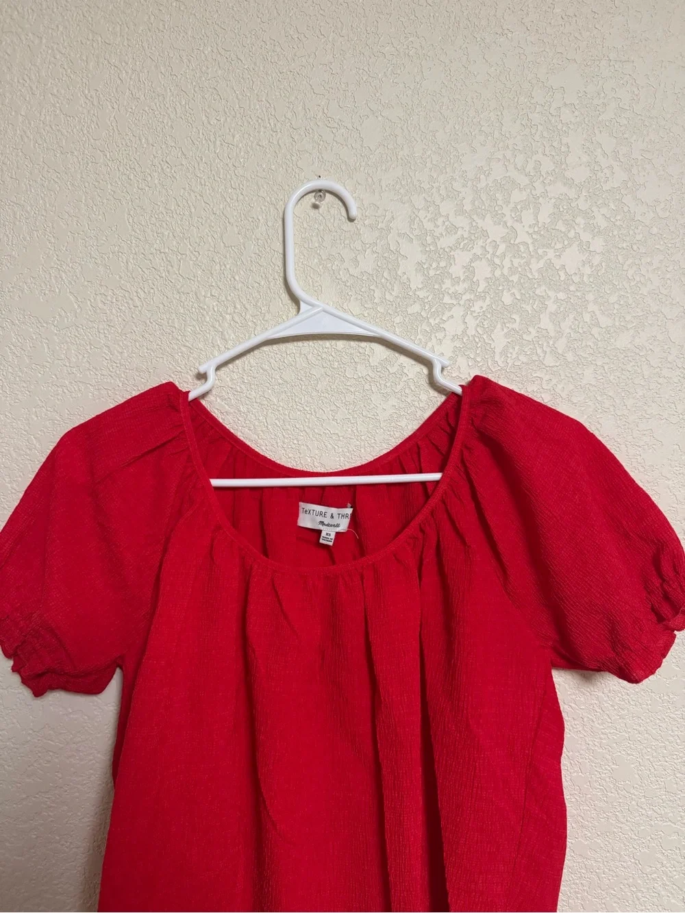 Madewell Red Puff Sleeve Scoop Neck Blouse ❤️‍🔥